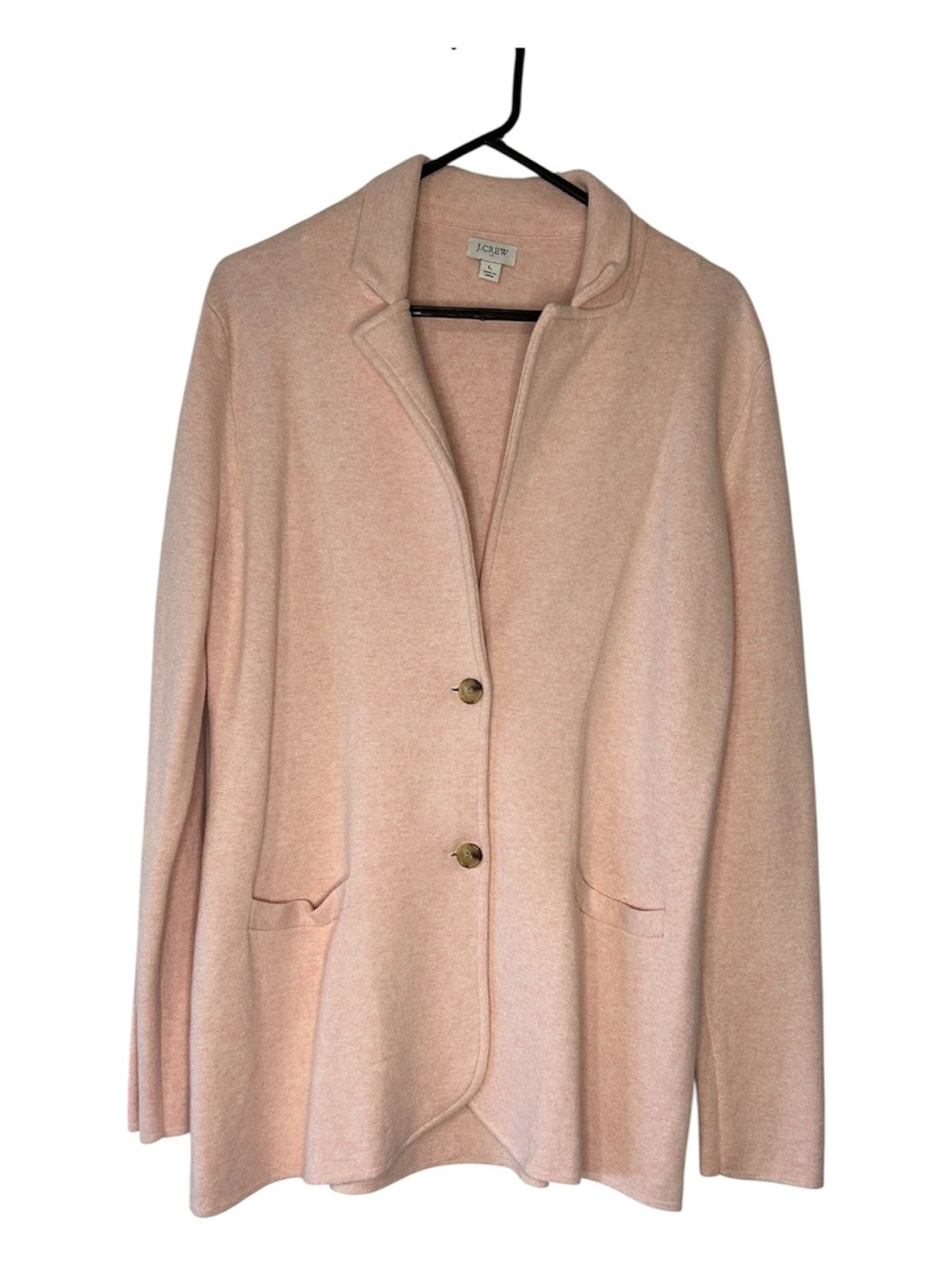 J. Crew Factory Quartz Pink Single-Breasted cotton knit sweater Blazer L